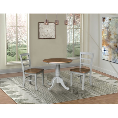 International Concepts 30 in. Round Pedestal Dining Table with 2 Madrid LadderBack Chairs K41-30RT-C2-2